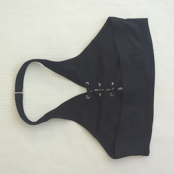 Old Navy Laced Up High Neck Swim Top Large Ebony - Picture 7 of 11